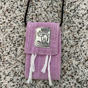 Handmade Small purple purse with elephant